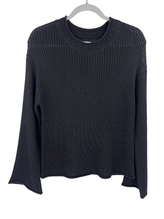 Elizabeth and James Sweaters - ELIZABETH AND JAMES Women's Black Crew Neck Slinky Knit Pullover Sweater Medium